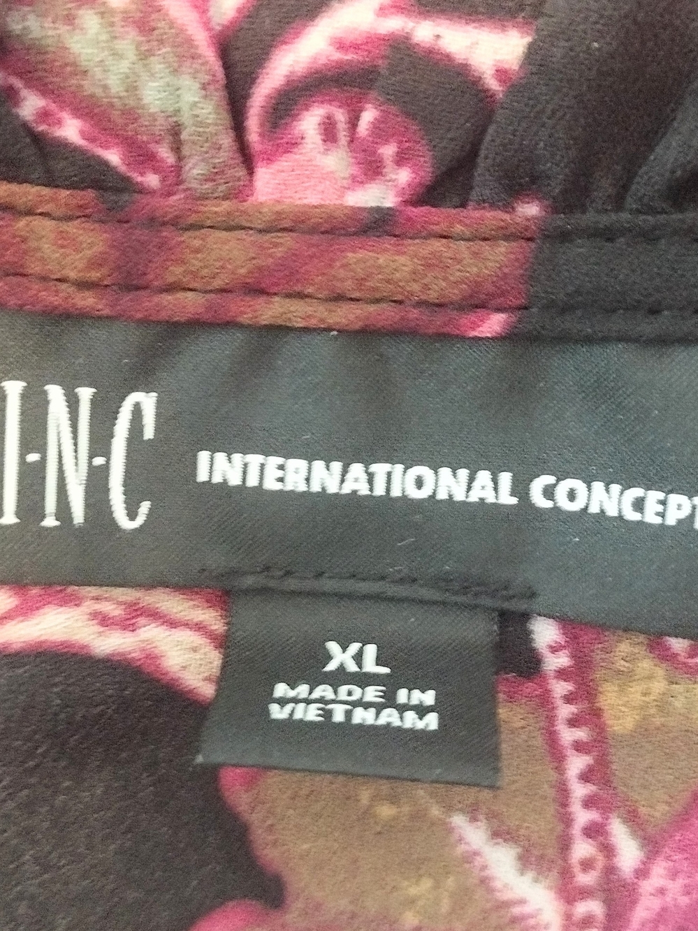 INC International Concepts Women’s XL Black Pink Floral Boho Peasant Blouse - Picture 4 of 6